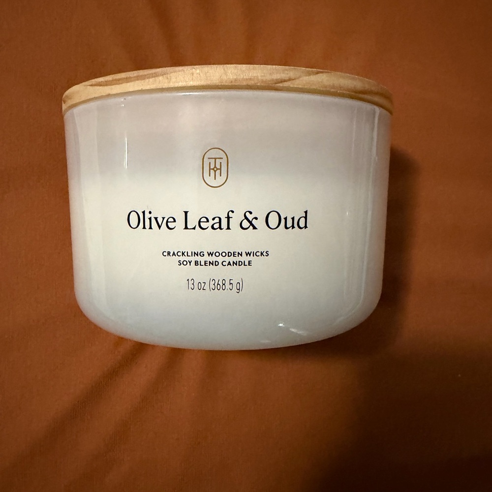 🆕Olive Leaf & Oud Scented Threshold Three-Wooden Wick Candle Soy Blend Candle 🕯️